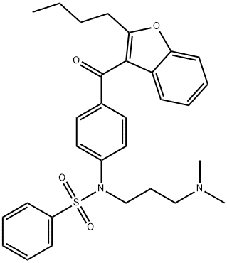 N-[4-[(2-Butyl-3-benzofuranyl)carbonyl]phenyl]-N-[3-(dimethylamino)propyl]benzenesulfonamide Struktur