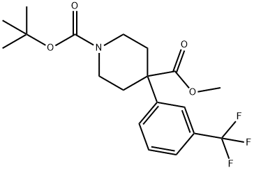 1-BOC-4-[3-(TRIFLUOROMETHYL)PHENYL]-4-PIPERIDINEDICARBOXYLIC ACID METHYL ESTER Struktur