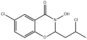 6-chloro-2-(2-chloropropyl)-2,3-dihydro-3-hydroxy-4H-1,3-benzoxazin-4-one Struktur