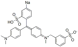 N-[4-[[4-(Dimethylamino)phenyl](4-sodiosulfophenyl)methylene]-2,5-cyclohexadien-1-ylidene]-N-methyl-3-sulfonatobenzenemethanaminium Struktur