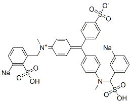 N-Methyl-N-[4-[[4-[N-methyl-N-(3-sodiosulfobenzyl)amino]phenyl](4-sulfonatophenyl)methylene]-2,5-cyclohexadien-1-ylidene]-3-sodiosulfobenzenemethanaminium Struktur