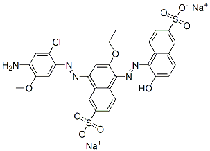 4-[(4-Amino-2-chloro-5-methoxyphenyl)azo]-2-ethoxy-2'-hydroxy-[1,1'-azobisnaphthalene]-6,6'-disulfonic acid disodium salt Struktur