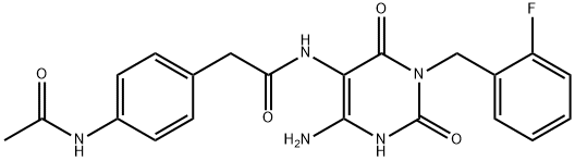 Benzeneacetamide,  4-(acetylamino)-N-[4-amino-1-[(2-fluorophenyl)methyl]-1,2,3,6-tetrahydro-2,6-dioxo-5-pyrimidinyl]- Struktur