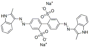 4,4'-Bis[(2-methyl-1H-indol-3-yl)azo]-1,1'-biphenyl-2,2'-disulfonic acid disodium salt Struktur