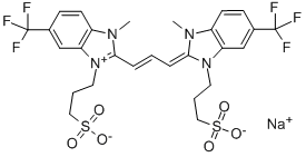 1-METHYL-3-SULFOPROPYL-5-TRIFLUOROMETHYL-2-(3-(1-METHYL-3-SULFOPROPYL-5-TRIFLUOROMETHYL BENZIMIDAZOLINYLIDENE)-1-PROPENYL) BENZIMIDAZOLIUM HYDROXIDE, INNER SALT, SODIUM SALT Struktur