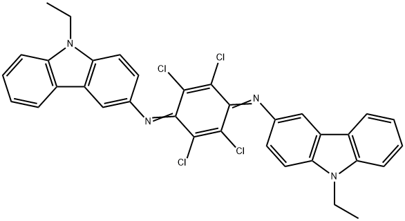 N,N'-(2,3,5,6-tetrachloro-2,5-cyclohexadiene-1,4-diylidene)bis[9-ethyl-9H-carbazol-3-amine] Struktur