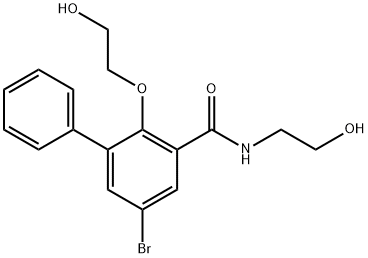 5-Bromo-2-(2-hydroxyethoxy)-N-(2-hydroxyethyl)-3-phenylbenzamide Struktur