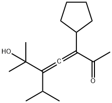 3-Cyclopentyl-6-hydroxy-6-methyl-5-isopropyl-3,4-heptadien-2-one Struktur