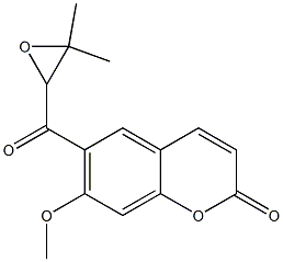 (-)-6-[(3,3-Dimethyloxiranyl)carbonyl]-7-methoxy-2H-1-benzopyran-2-one Struktur