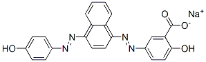 2-Hydroxy-5-[[4-[(4-hydroxyphenyl)azo]-1-naphthalenyl]azo]benzoic acid sodium salt Struktur