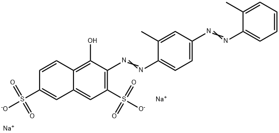 4-Hydroxy-3-[[2-methyl-4-[(2-methylphenyl)azo]phenyl]azo]naphthalene-2,7-disulfonic acid disodium salt Struktur