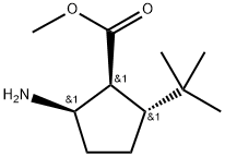 Cyclopentanecarboxylic acid, 2-amino-5-(1,1-dimethylethyl)-, methyl ester, Struktur