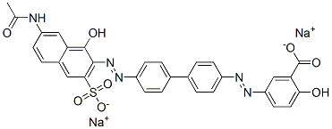 disodium 5-[[4'-[[7-(acetylamino)-1-hydroxy-3-sulphonato-2-naphthyl]azo][1,1'-biphenyl]-4-yl]azo]salicylate Struktur