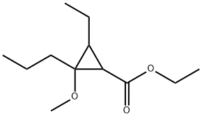 Cyclopropanecarboxylic acid, 3-ethyl-2-methoxy-2-propyl-, ethyl ester (9CI) Struktur