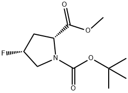 1-tert-butyl 2-methyl (2R,4R)-4-fluoropyrrolidine-1,2-dicarboxylate Struktur