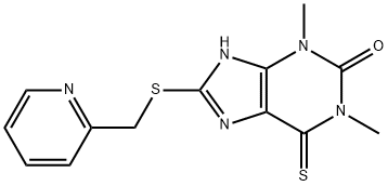 8-[(2-Pyridylmethyl)thio]-3,7-dihydro-1,3-dimethyl-6-thio-1H-purin-2-one Struktur