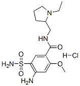 4-amino-5-(aminosulphonyl)-N-[(1-ethyl-2-pyrrolidinyl)methyl]-2-methoxybenzamide monohydrochloride Struktur