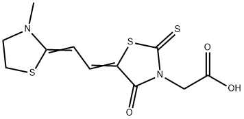 5-[(3-methylthiazolidin-2-ylidene)ethylidene]-4-oxo-2-thioxothiazolidin-3-acetic acid Struktur