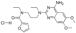 N-[3-[(4-amino-6,7-dimethoxy-quinazolin-2-yl)-ethyl-amino]propyl]-N-et hyl-furan-2-carboxamide hydrochloride Struktur