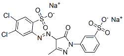 disodium 4,5-dichloro-2-[[4,5-dihydro-3-methyl-5-oxo-1-(3-sulphonatophenyl)-1H-pyrazol-4-yl]azo]benzenesulphonate  Struktur