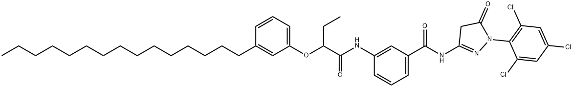 N-[4,5-dihydro-5-oxo-1-(2,4,6-trichlorophenyl)-1H-pyrazol-3-yl]-3-[[1-oxo-2-(3-pentadecylphenoxy)butyl]amino]benzamide Struktur