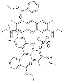 bis[9-[2-(ethoxycarbonyl)phenyl]-3,6-bis(ethylamino)-2,7-dimethylxanthylium] tetraoxomolybdate(2-) Struktur