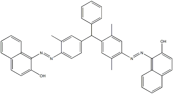 1-[[4-[[4-[(2-hydroxy-1-naphthyl)azo]-2,5-dimethylphenyl]phenylmethyl]-2-methylphenyl]azo]-2-naphthol Struktur