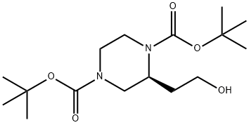 (S)-di-tert-Butyl 2-(2-hydroxyethyl)piperazine-1,4-dicarboxylate Struktur