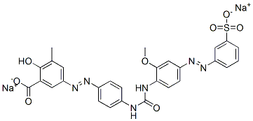 disodium 5-[[4-[[[[2-methoxy-4-[(3-sulphonatophenyl)azo]phenyl]amino]carbonyl]amino]phenyl]azo]-3-methylsalicylate Struktur