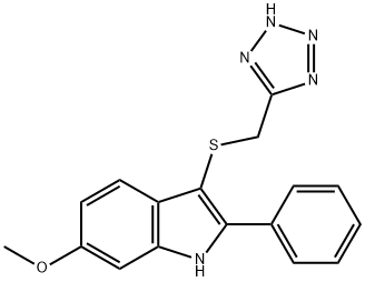 6-Methoxy-2-phenyl-3-[(1H-tetrazol-5-yl)methylthio]-1H-indole Struktur