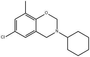 6-Chloro-3-cyclohexyl-3,4-dihydro-8-methyl-2H-1,3-benzoxazine Struktur