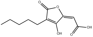 [(2E)-3-Hydroxy-5-oxo-4-pentyl-2,5-dihydrofuran-2-ylidene]acetic acid Struktur