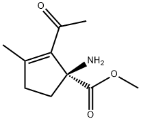 2-Cyclopentene-1-carboxylicacid,2-acetyl-1-amino-3-methyl-,methylester, Struktur