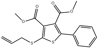 2-Phenyl-5-(2-propenylthio)-3,4-thiophenedicarboxylic acid dimethyl ester Struktur