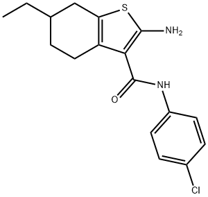 2-AMINO-N-(4-CHLOROPHENYL)-6-ETHYL-4,5,6,7-TETRAHYDRO-1-BENZOTHIOPHENE-3-CARBOXAMIDE Struktur