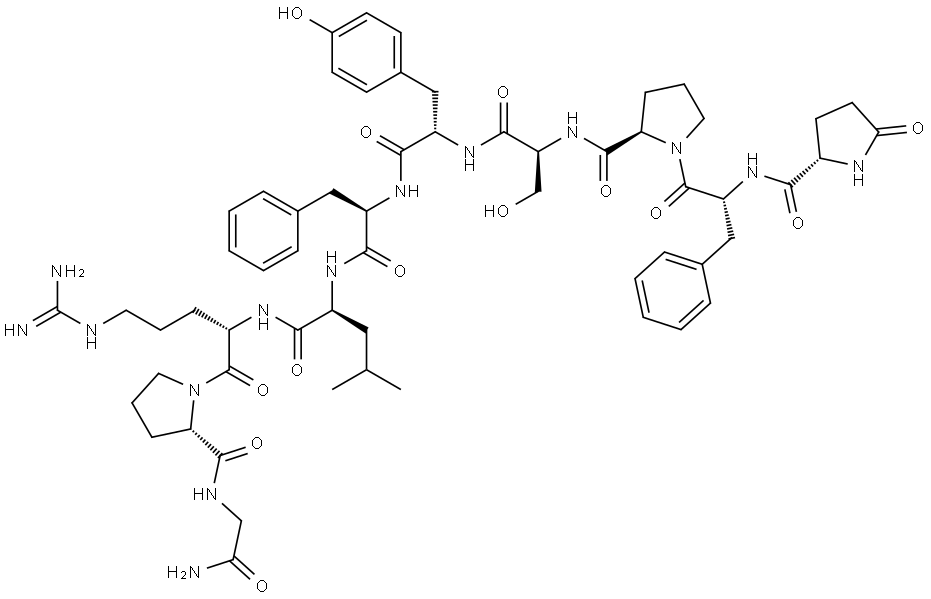 PYR-D-PHE-PRO-SER-TYR-D-PHE-LEU-ARG-PRO-GLY-NH2 Struktur