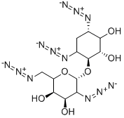 (3R,4R,6R)-5-AZIDO-2-AZIDOMETHYL-6-((1S,2S,4S)-4,6-DIAZIDO-2,3-DIHYDROXY-CYCLOHEXYLOXY)-TETRAHYDRO-PYRAN-3,4-DIOL Struktur