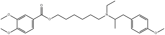 Phenethylamine, N-ethyl-N-(6-hydroxyhexyl)-4-methoxy-alpha-methyl-, 3, 4- dimethoxybenzoate (ester) Struktur