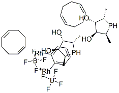 1,1''-(1,2-PHENYLENE)-BIS-[2,5-DIMETHYL-(2S,2''S,3S,3''S,4S,4''S,5S,5''S)-3,4-PHOSPHOLANEDIOL-(1,5-CYCLOOCTADIENE)-RHODIUM(I)]-TETRAFLUOROBORATE Struktur