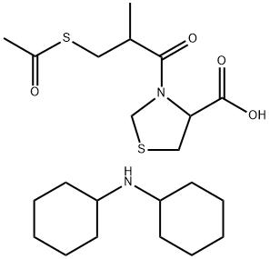 dicyclohexylammonium 3-[3-(acetylthio)-2-methylpropionyl]thiazolidine-4-carboxylate Struktur