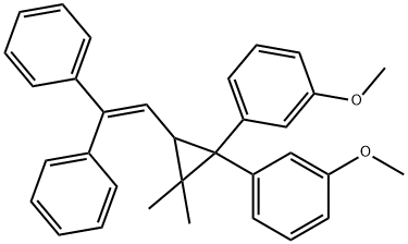 1,1'-[3-(2,2-Diphenylvinyl)-2,2-dimethylcyclopropane-1,1-diyl]bis(3-methoxybenzene) Struktur