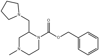 4-METHYL-2-PYRROLIDIN-1-YLMETHYL-PIPERAZINE-1-CARBOXYLIC ACID BENZYL ESTER
 Struktur