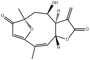 (3aR,4R,6R,10Z,11aR)-3a,5,6,11a-Tetrahydro-4-hydroxy-6,10-dimethyl-3-methylene-6,9-epoxycyclodeca[b]furan-2,7(3H,4H)-dione Struktur