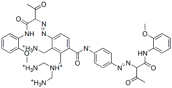 p,p'-bis[[1-[(o-methoxyanilino)carbonyl]-2-oxopropyl]azo]benzanilide, tetrakis(aminomethyl) derivative Struktur