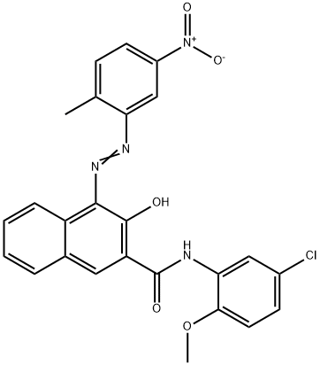 N-(5-chloro-2-methoxyphenyl)-3-hydroxy-4-[(2-methyl-5-nitrophenyl)azo]naphthalene-2-carboxamide Struktur