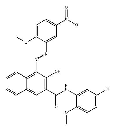 N-(5-chloro-2-methoxyphenyl)-3-hydroxy-4-[(2-methoxy-5-nitrophenyl)azo]naphthalene-2-carboxamide  Struktur