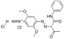 2,5-dimethoxy-4-[[2-oxo-1-[(phenylamino)carbonyl]propyl]azo]benzenediazonium chloride monohydrochloride Struktur