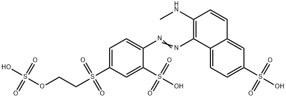 6-(methylamino)-5-[[2-sulpho-4-[[2-(sulphooxy)ethyl]sulphonyl]phenyl]azo]naphthalene-2-sulphonic acid Struktur