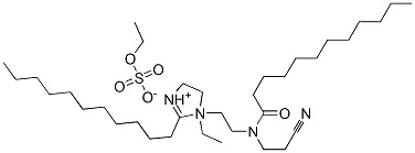 1-[2-[(2-cyanoethyl)(1-oxododecyl)amino]ethyl]-1-ethyl-4,5-dihydro-2-undecyl-1H-imidazolium ethyl sulphate Struktur