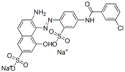 disodium 6-amino-5-[[4-[(3-chlorobenzoyl)amino]-2-sulphonatophenyl]azo]-4-hydroxynaphthalene-2-sulphonate Struktur